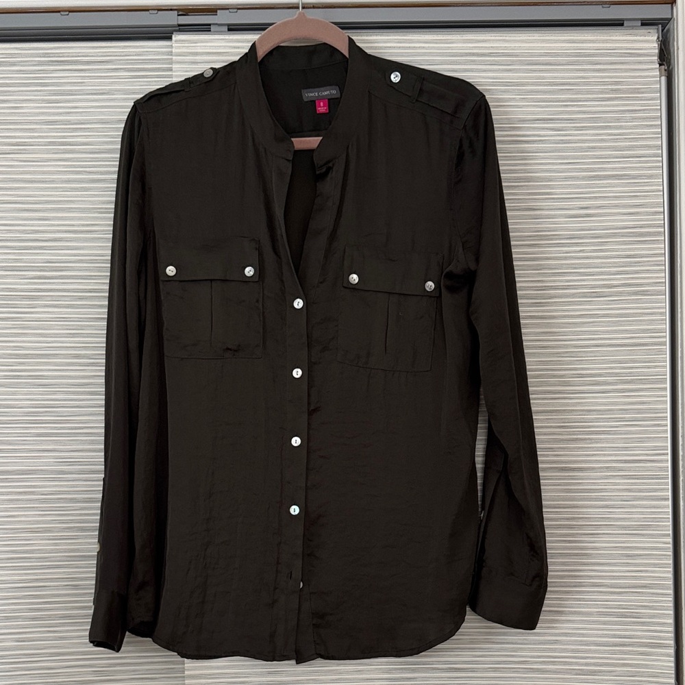 Vince Camuto olive green  Button-Up Blouse